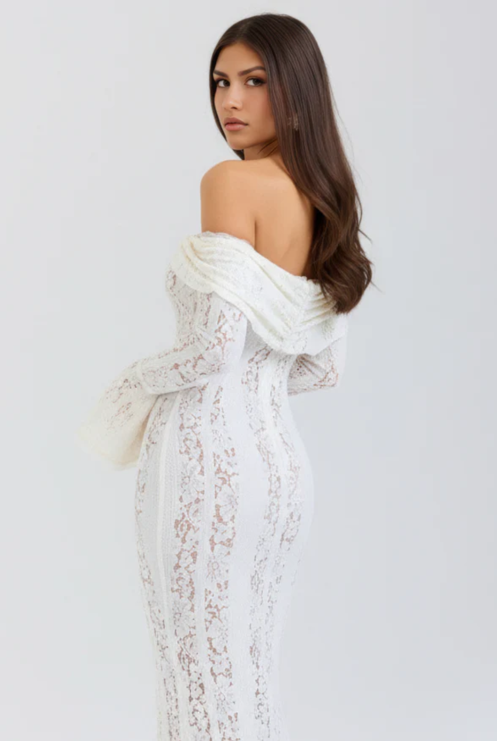 Alessandra | Vestido largo de encaje blanco