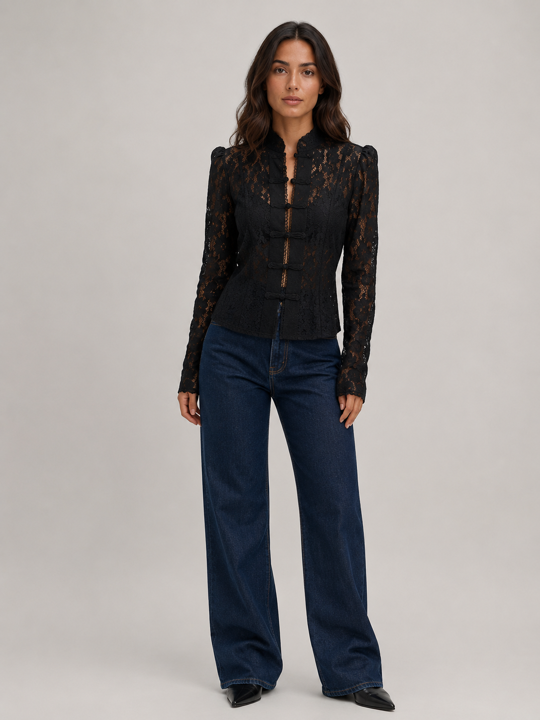 Sombra París │ Blusa Negra de Encaje Elegante