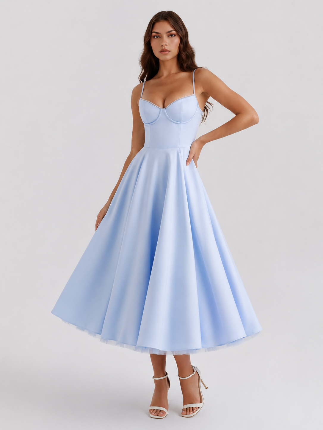 Selene | Vestido midi con capas de tul y bolsillos secretos.