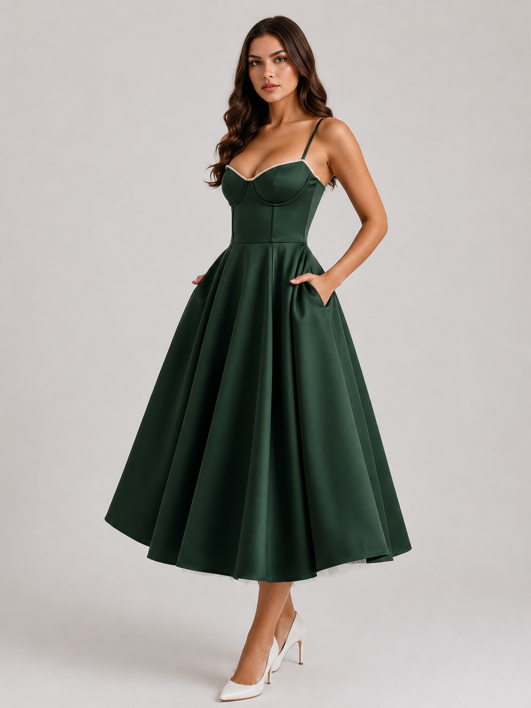 Selene | Vestido midi con capas de tul y bolsillos secretos.