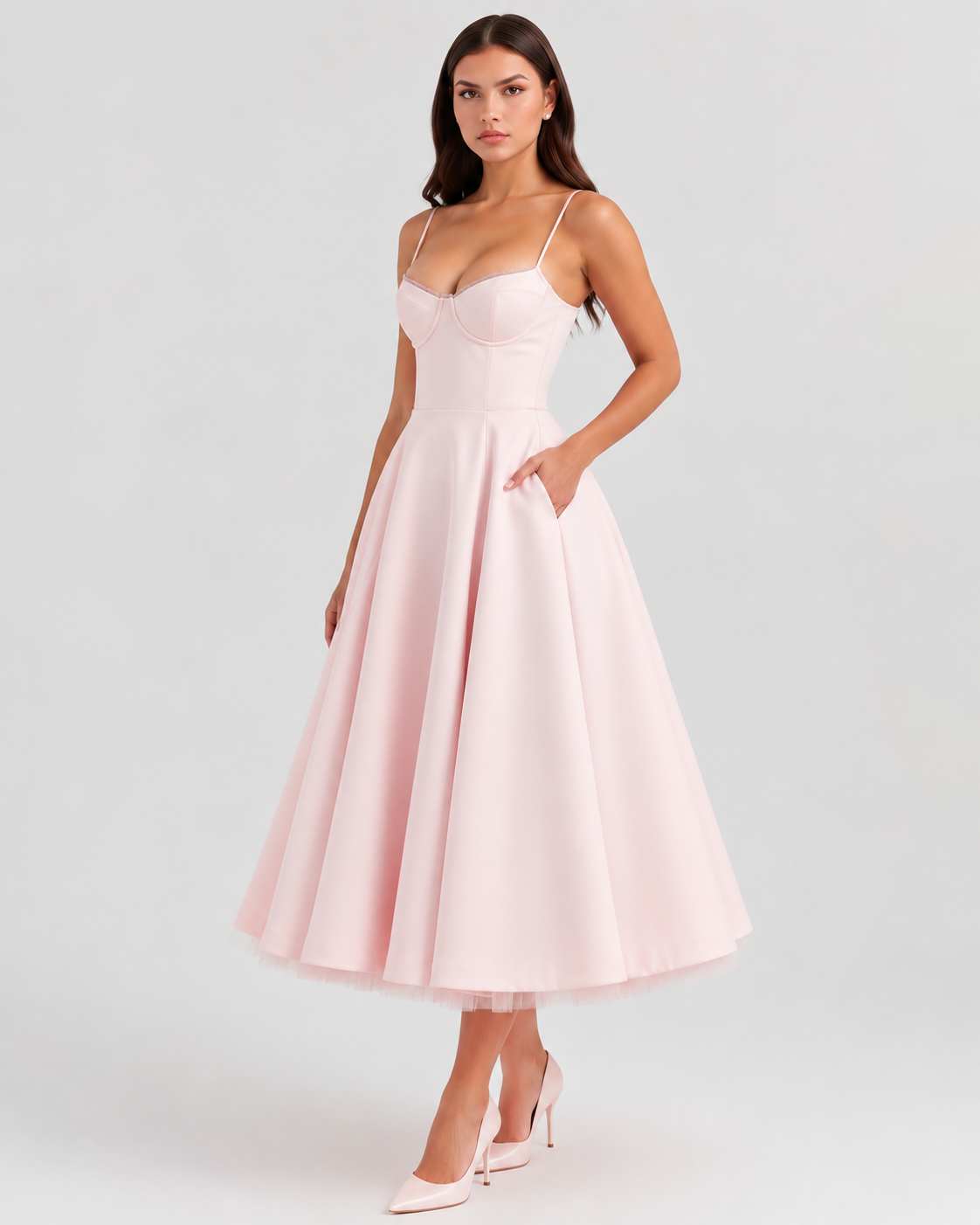 Selene | Vestido midi con capas de tul y bolsillos secretos.