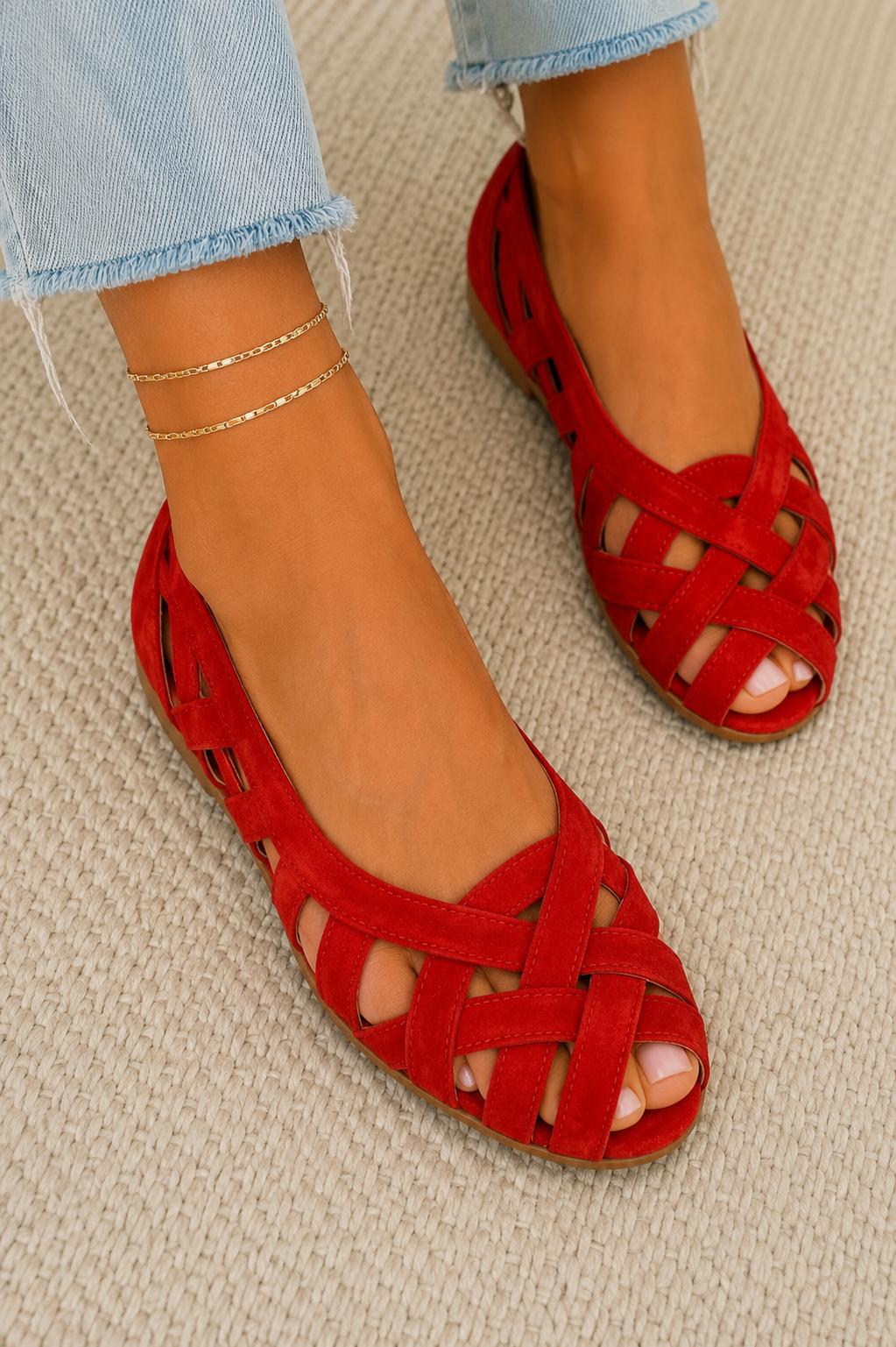Hina | Sandalias planas con puntera abierta y tejido trenzado